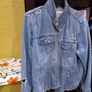 Distressed denim jacket